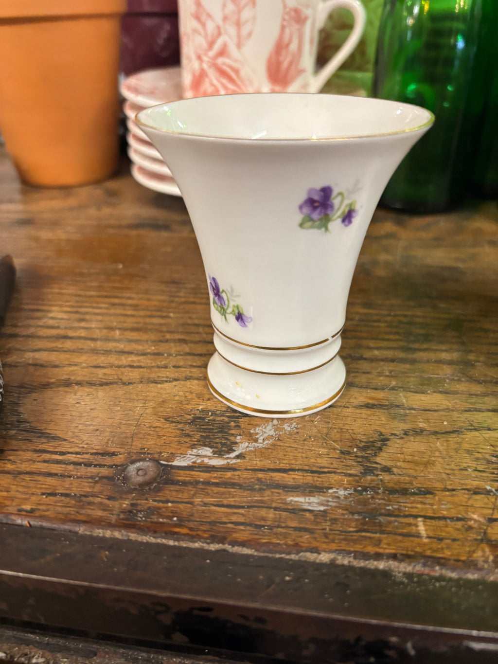 Miniature porcelain bud vase produced by the Carl Schumann Porcelain Factory in Arzberg, Bavaria, Germany