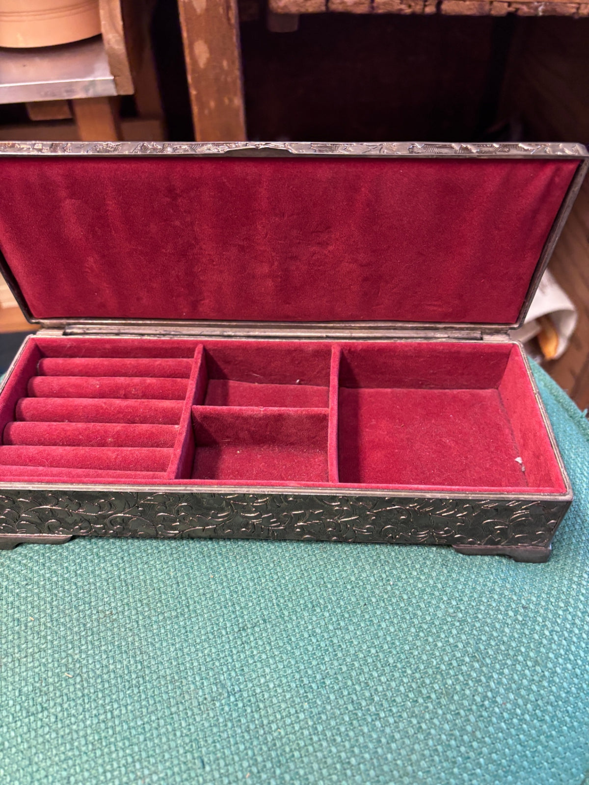 Vintage silver-plated jewelry or trinket box
