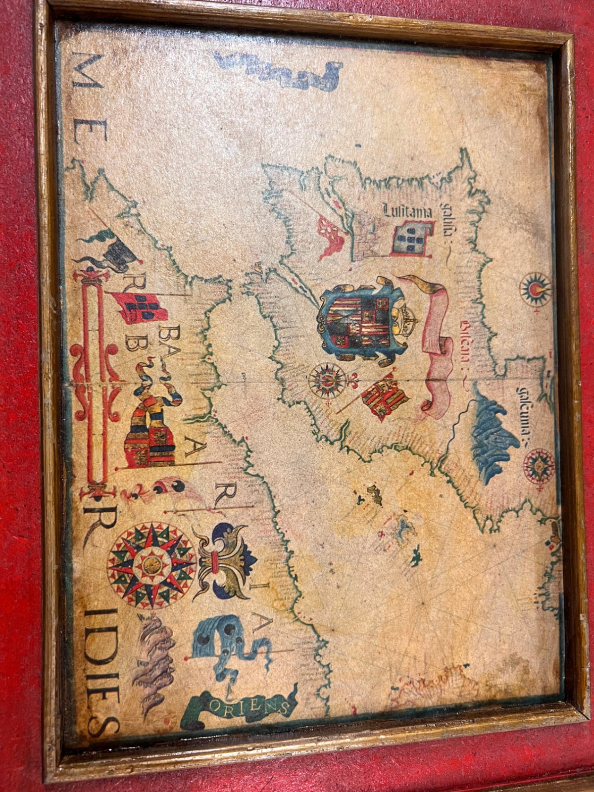 Vintage Ouro Artesania Framed Map of Spain & North Africa – Made in Spain