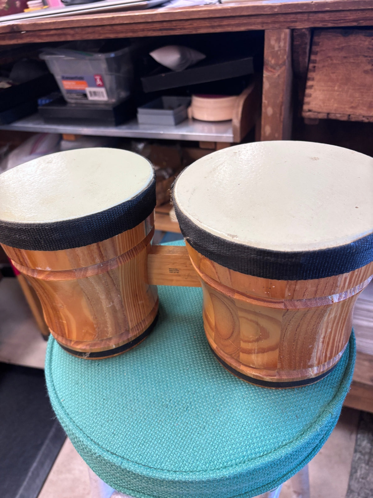 Wooden bongo drums