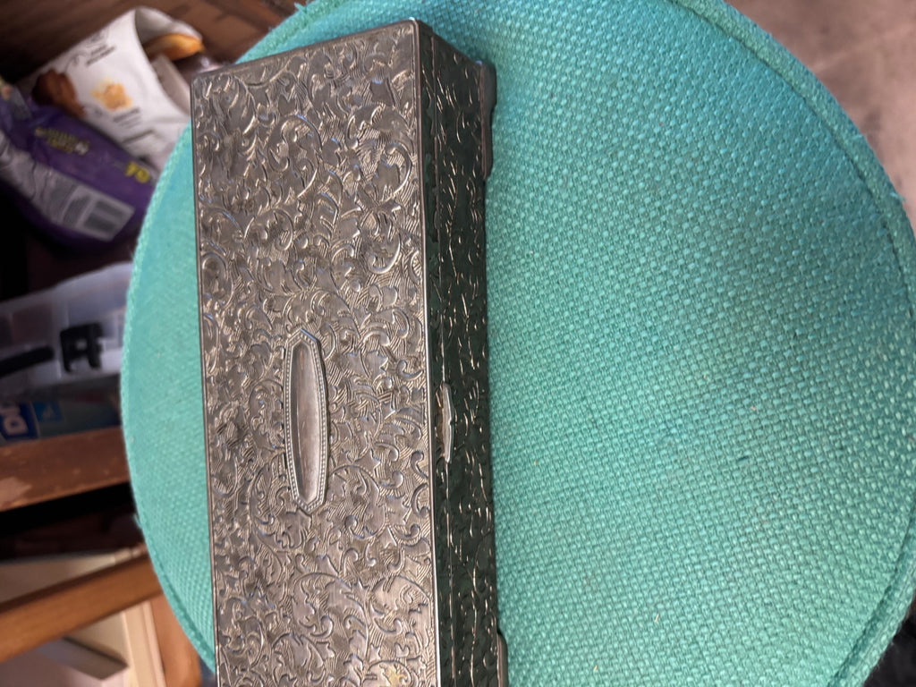 Vintage silver-plated jewelry or trinket box