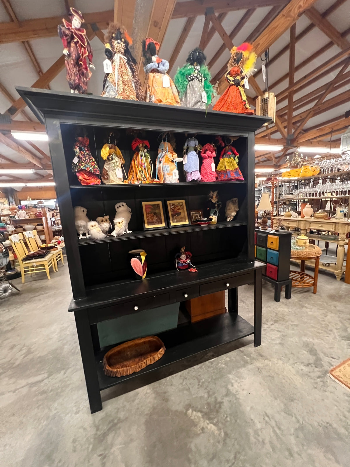 Black Farmhouse Style Hutch Primitive