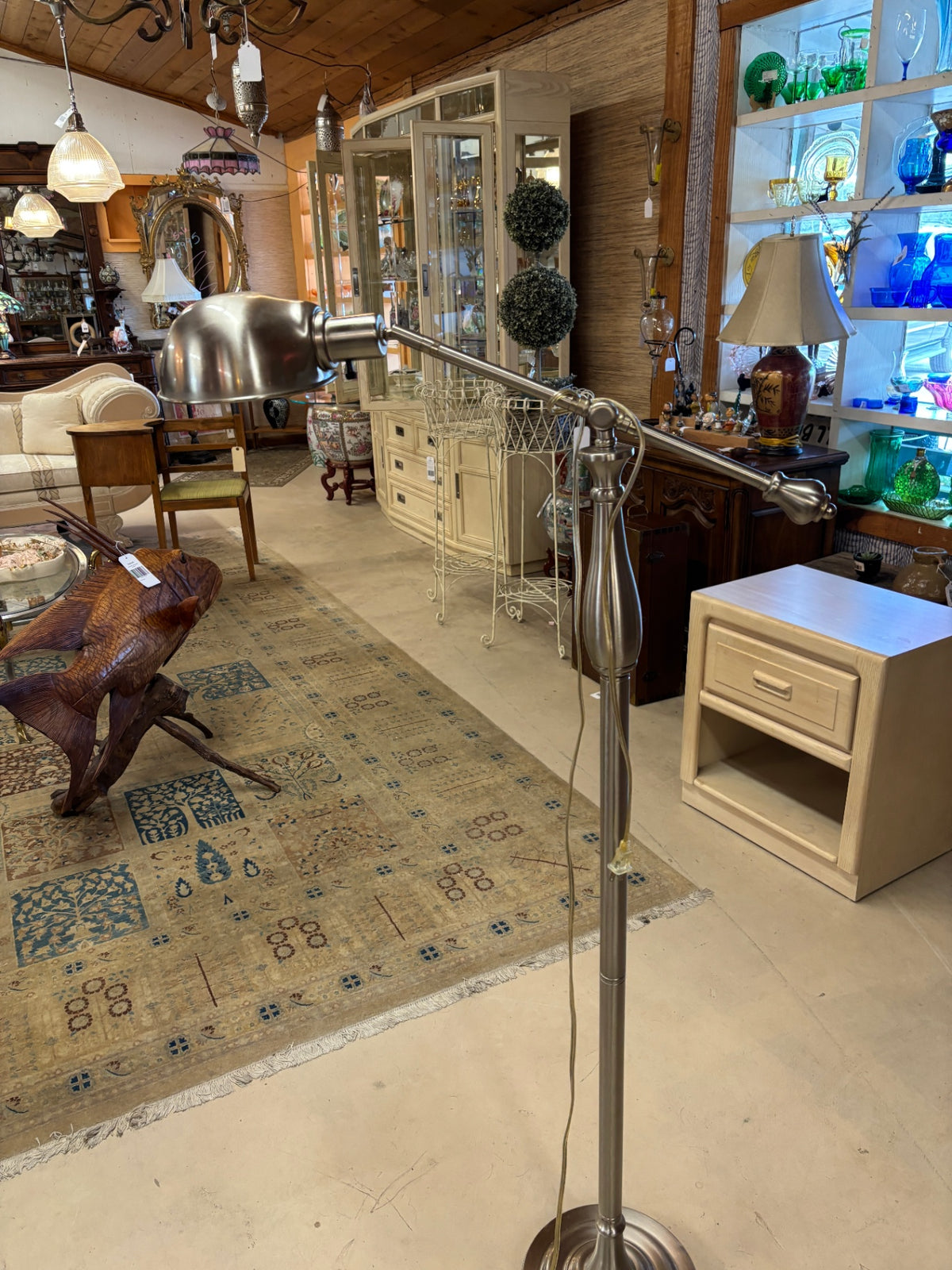 Adjustable Brushed Nickel Swing Arm Floor Lamp