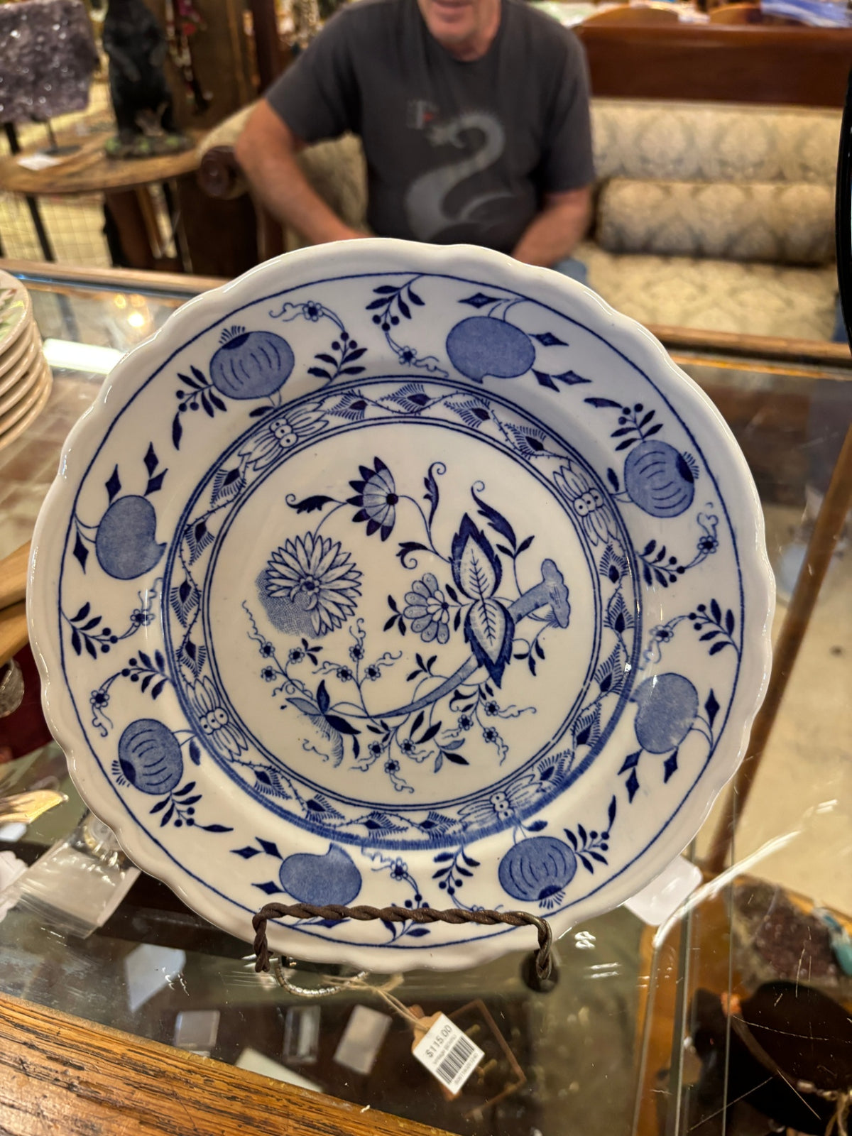 blue-and-white Porcelain Plate in the traditional Blue Onion (Zwiebelmuster) pattern,