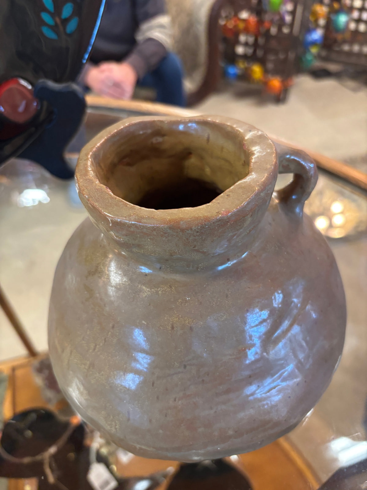 Vintage Handcrafted Glazed Stoneware Pottery Jug – Rustic Farmhouse Vessel