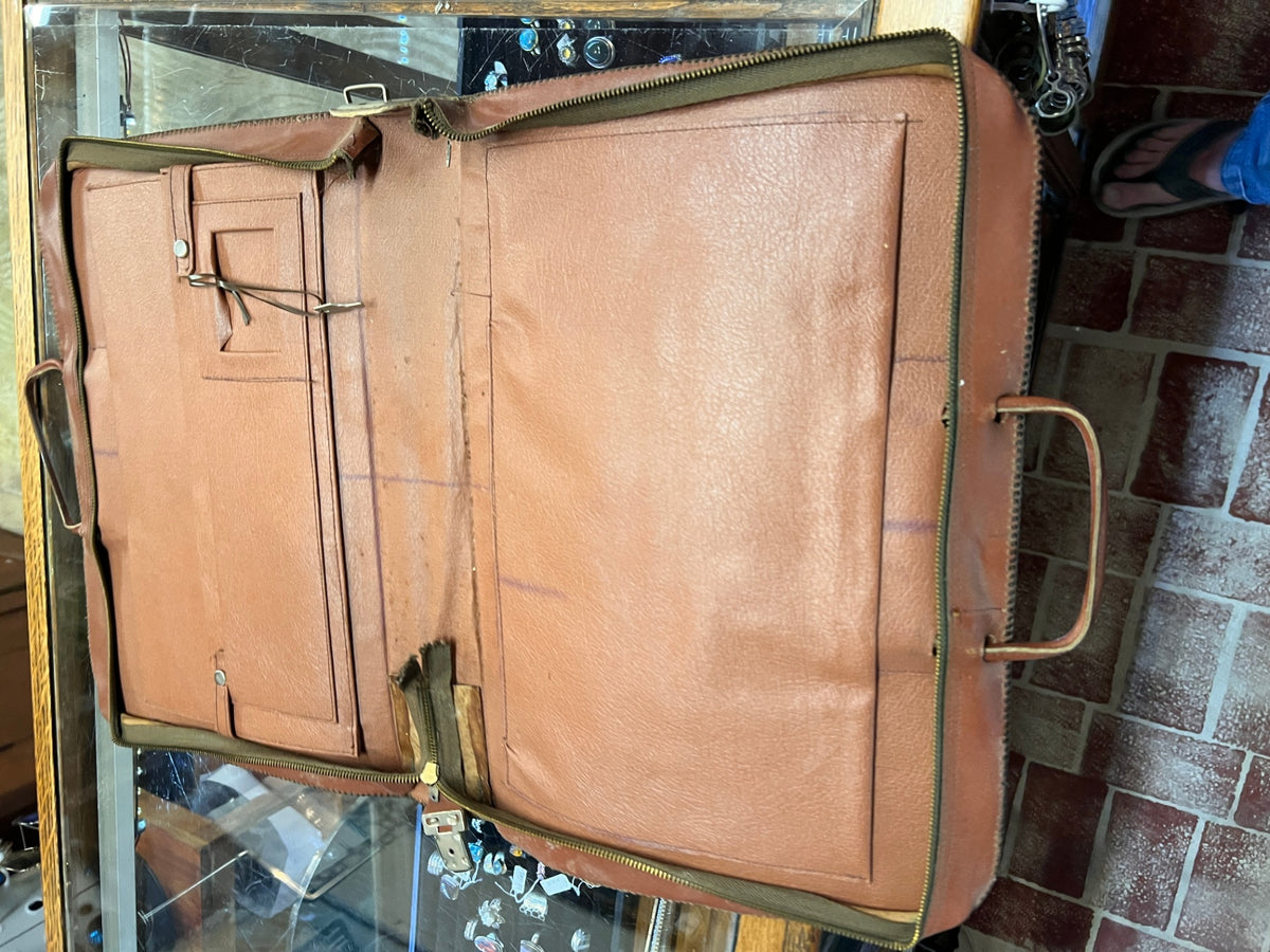 Vintage Tooled Leather Portfolio Briefcase – Peruvian Inca & Equestrian Designs