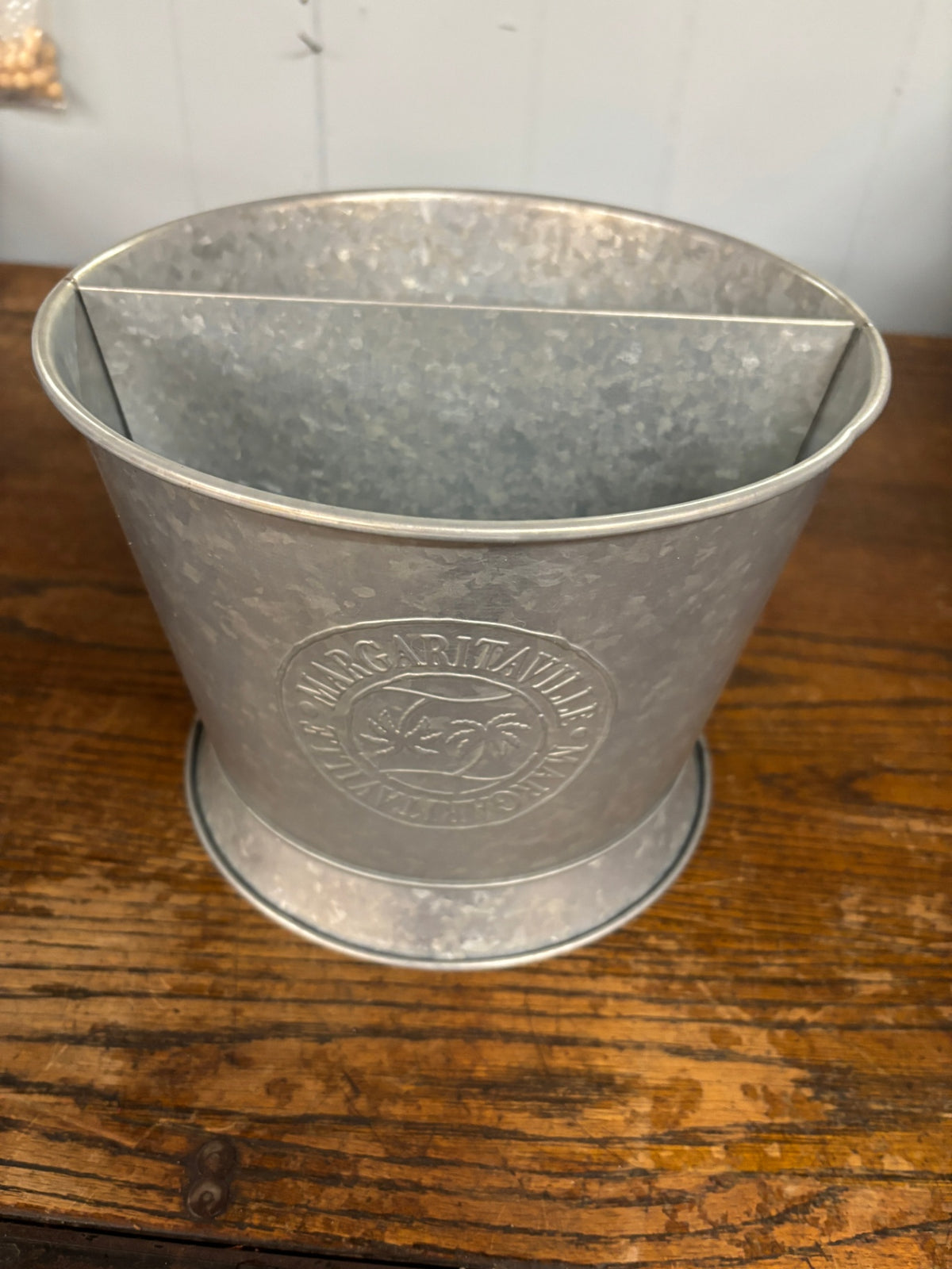 Margaritaville Galvanized Metal Oval Beverage Tub / Ice Bucket – Tropical Coastal Décor