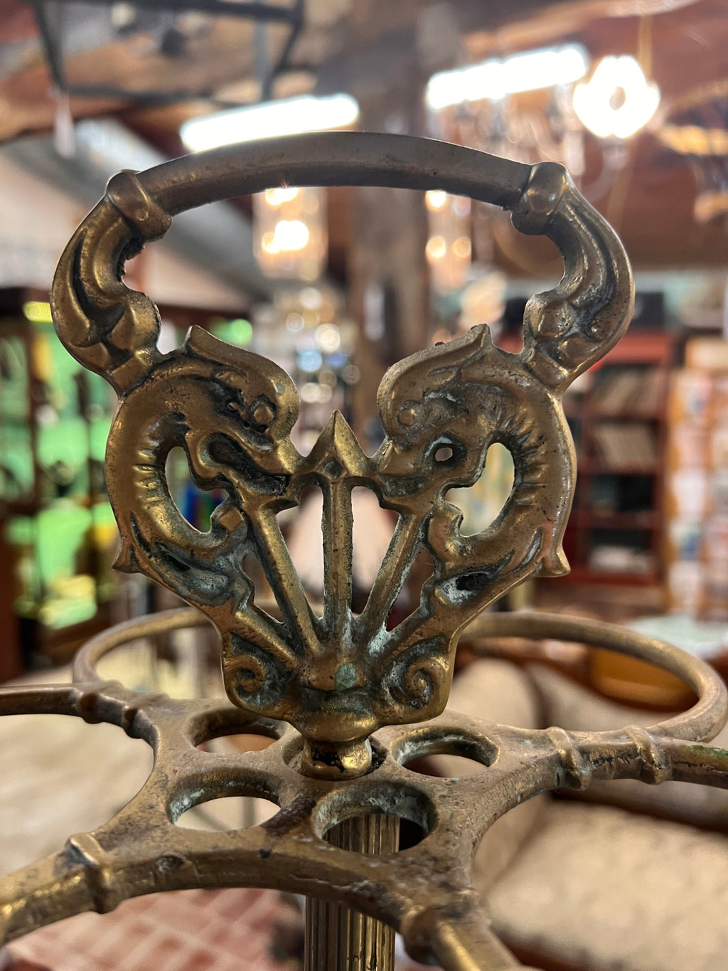 Vtg MCM Brass Umbrella Cane Holder Stand