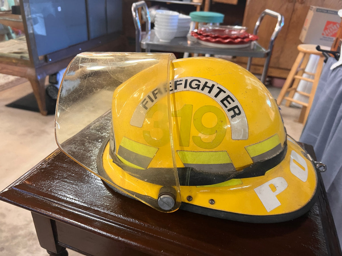 Vintage 90s Yellow Firefighter Helmet W/ Face Shield
