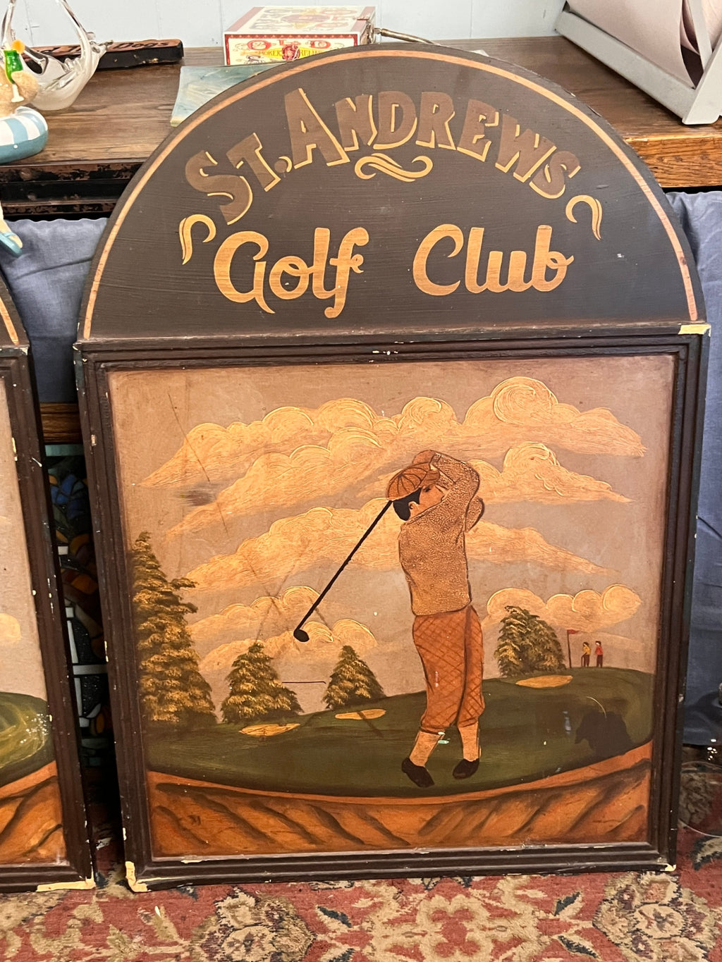 Vintage Style St. Andrews Golf Club Hand-Painted Wooden Pub Sign – Golf Wall Art