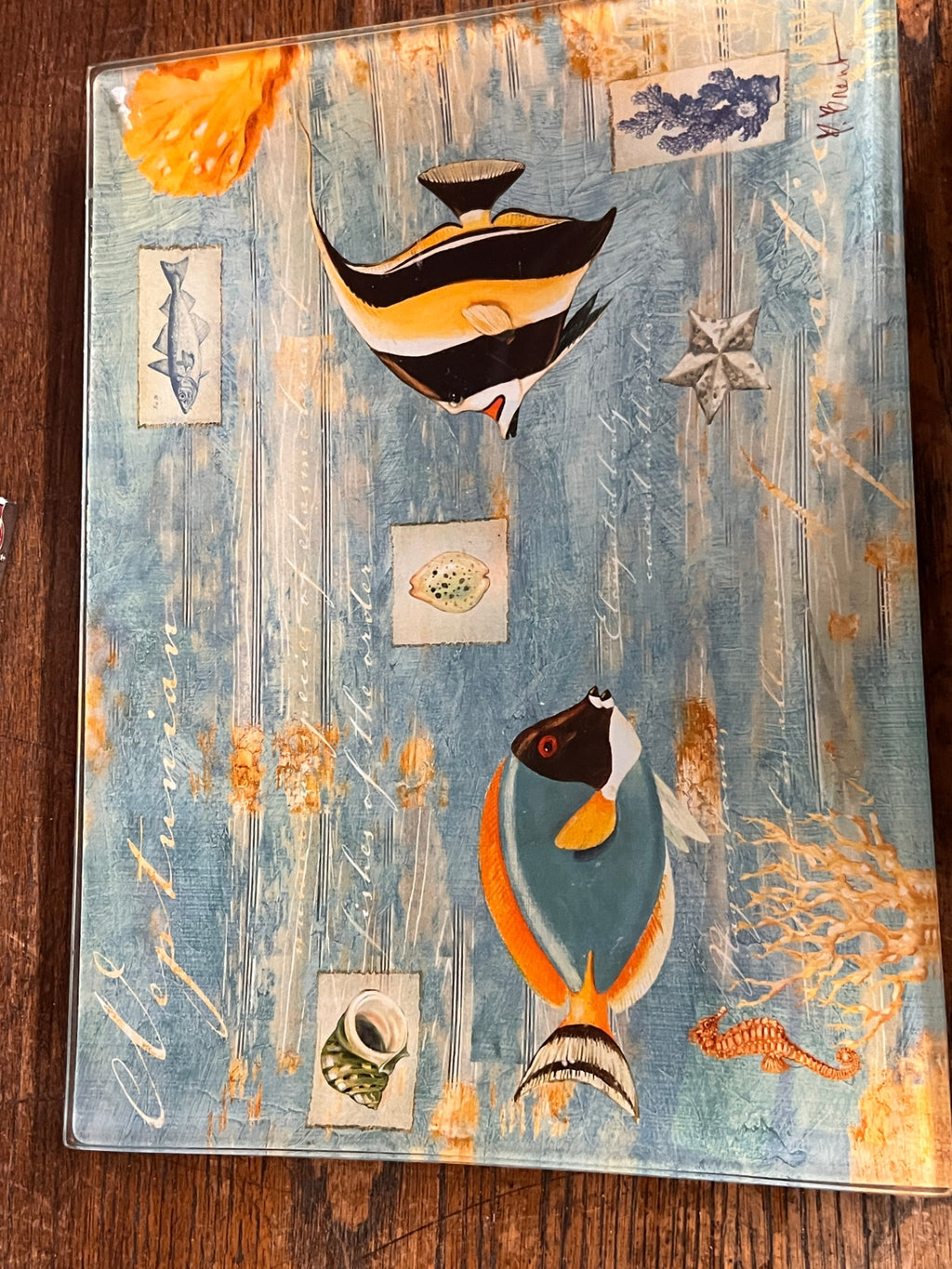 P. Bent Signed Tropical Fish Glass Serving Platter – Coastal Ocean Life Design