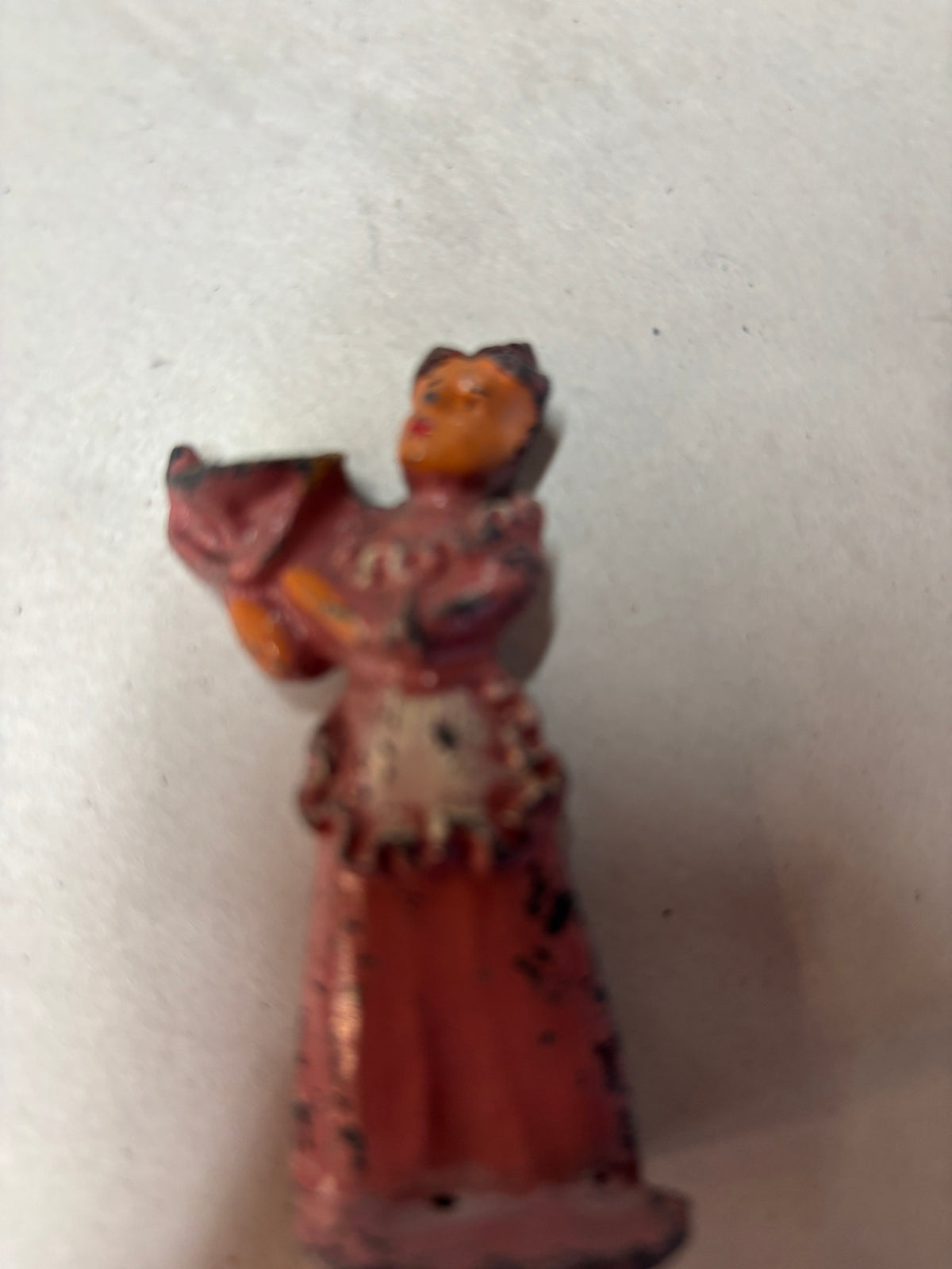 Vintage Manoil M156 41/25 Lady in Pink Dress with Pie Lead Toy Figure Figurine
