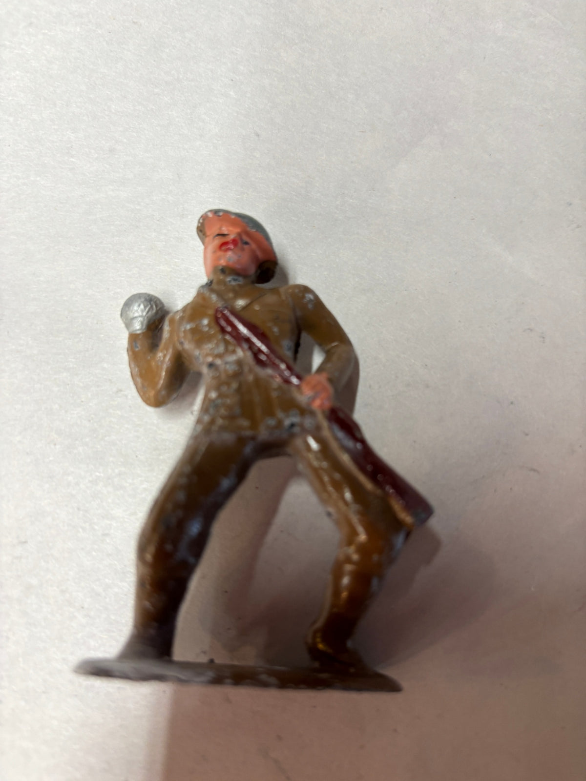  Have one to sell? Sell one like this Sell something else  Share - BARCLAY B77 SOLDIER THROWING GRENADE Metal Toy Grey Iron Manoil Military Army