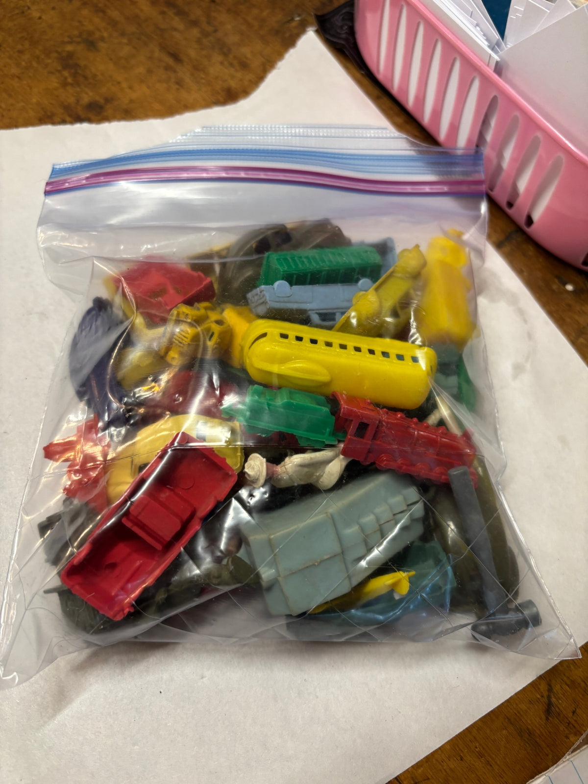 Vintage Lot Miniature Plastic Train & Cars Cake Toppers