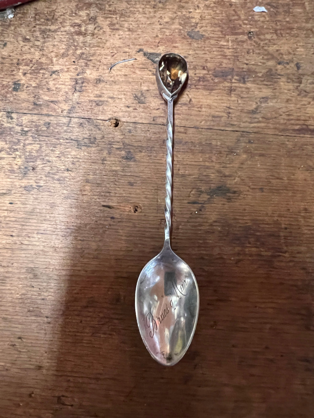 Antique Scottish Sterling Silver Braemar Souvenir Spoon – William Robb Ballater – Twisted Handle