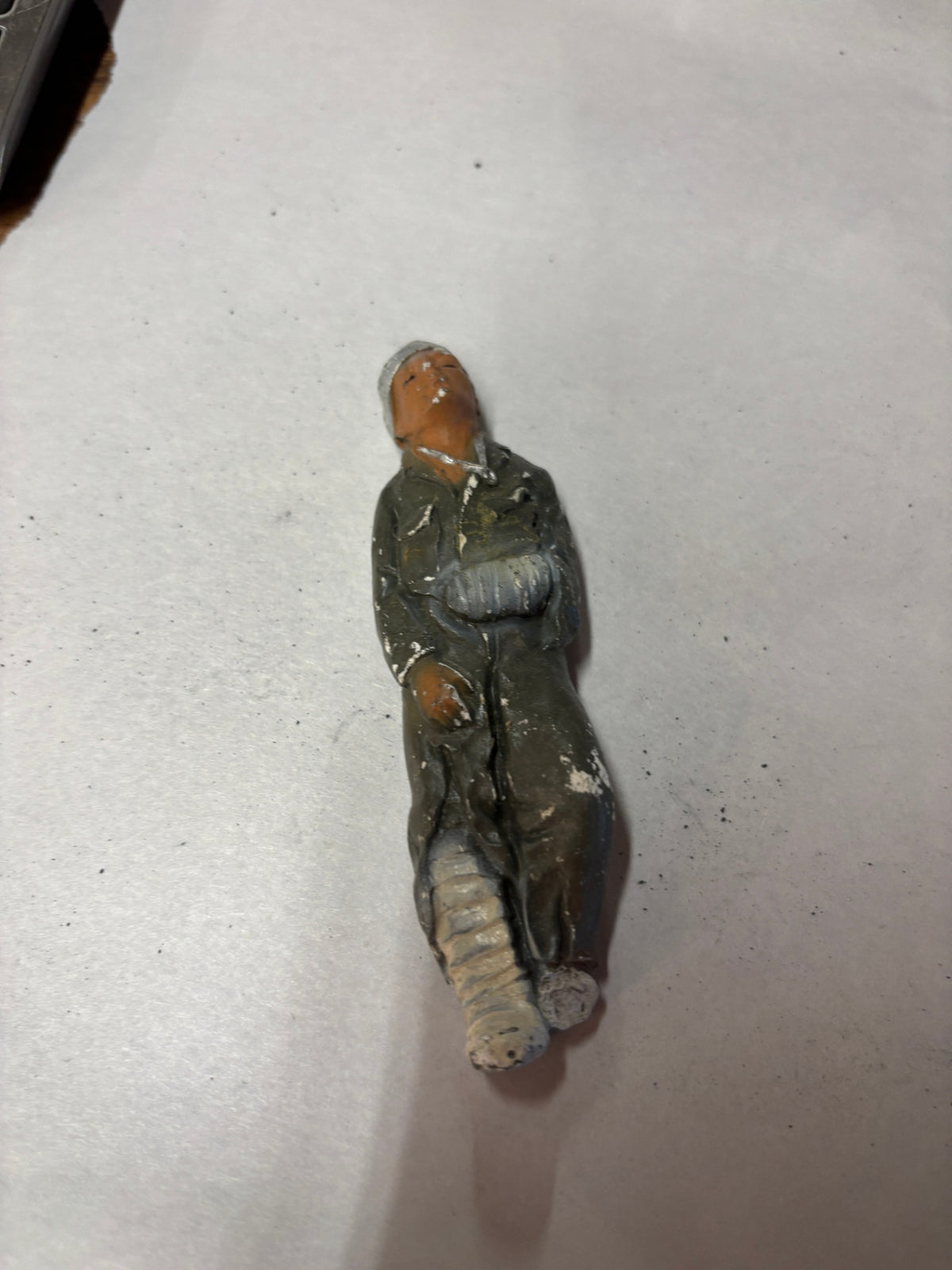 Vintage 1950 J H Miller Chalkware Korean War Soldier Carrying Wounded