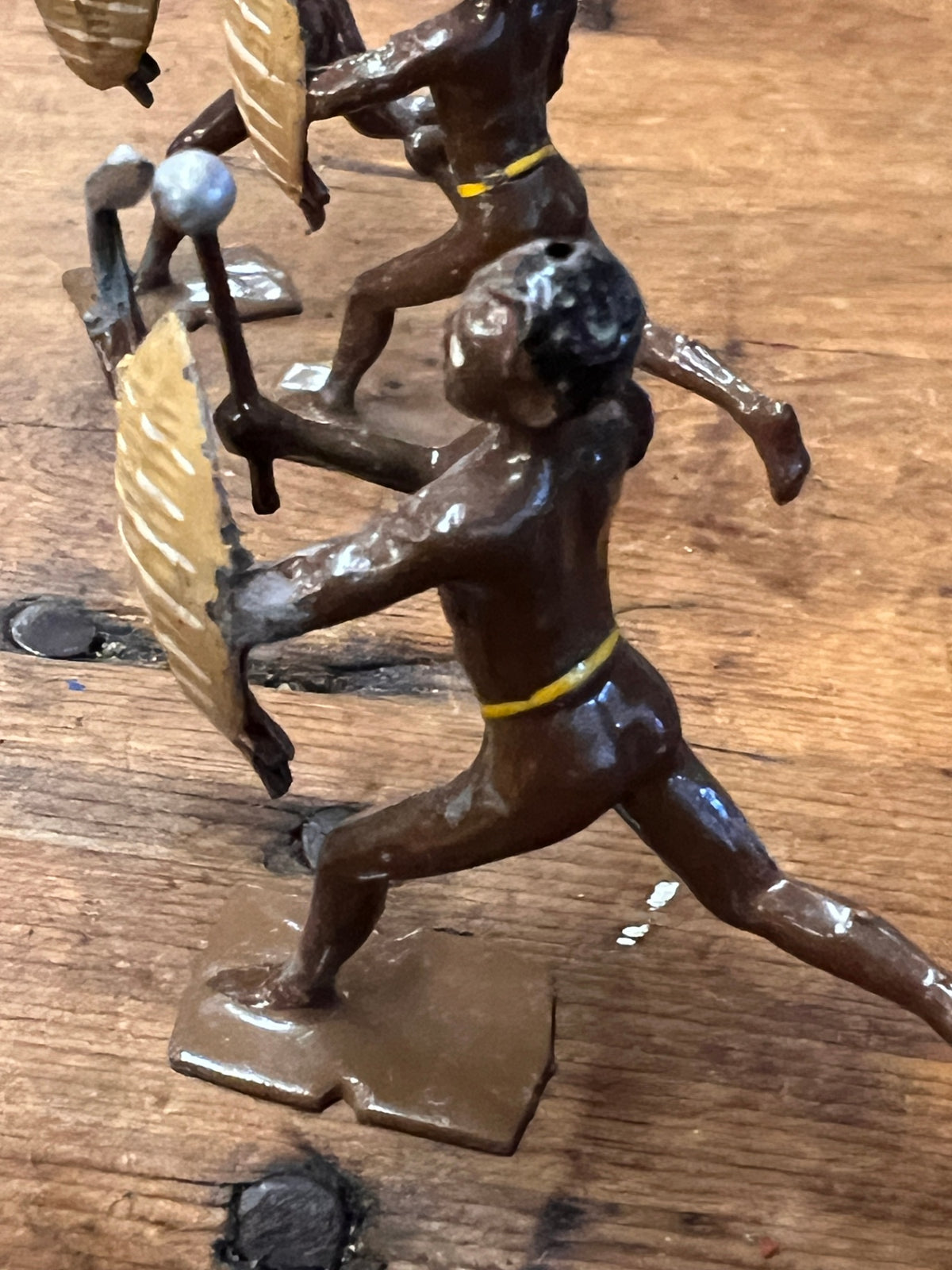 Vintage Britains Ltd No. 147 Zulu Warriors – Complete Set of 8 Painted Lead Toy Soldiers