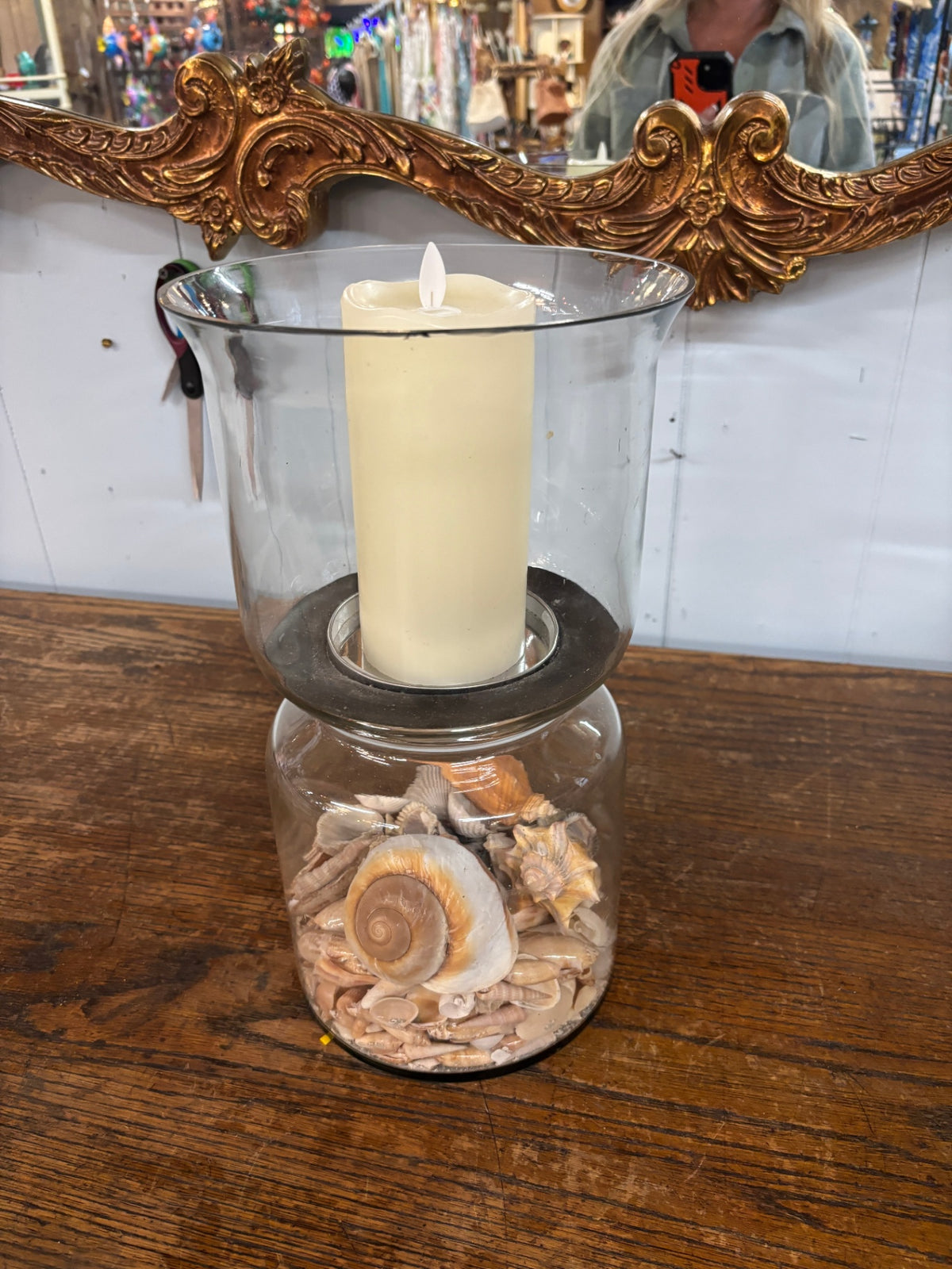 Glass Candle Holder With Shells