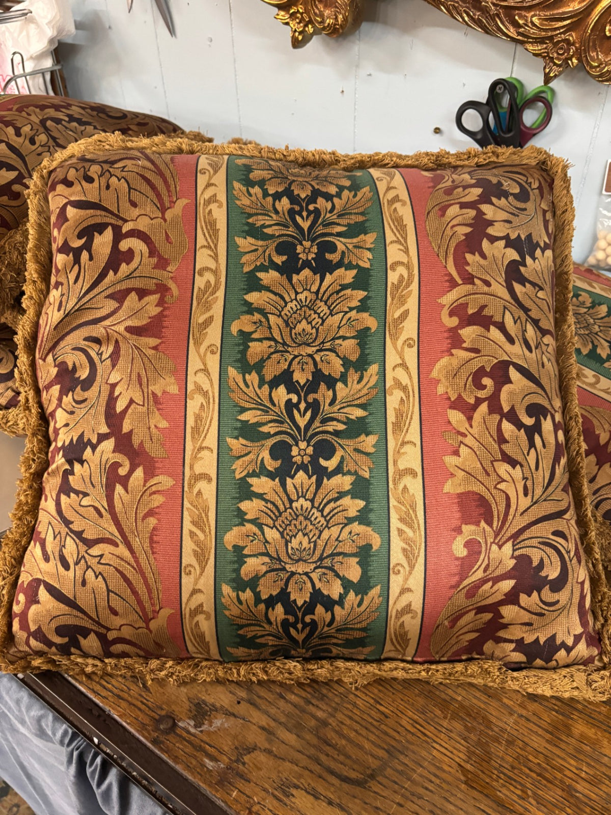 Decorative Pillow Gold Green Red