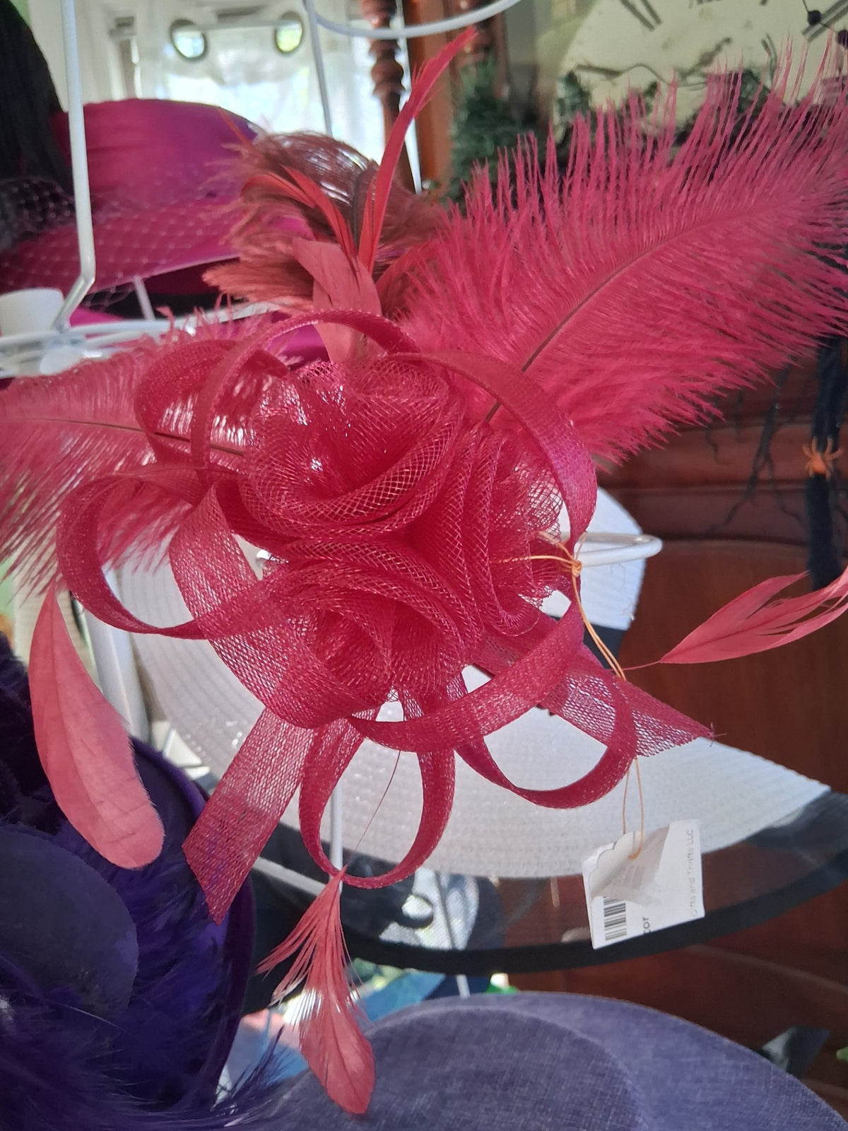 Burgundy fascinator dsc