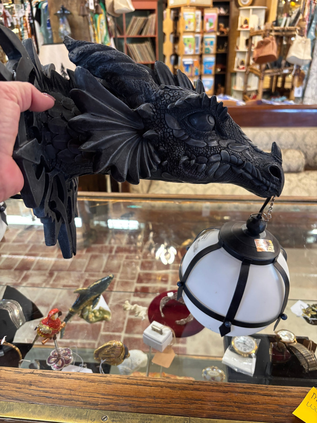 Large Sculptural Shadow Basilisk Dragon Wall Sconce
