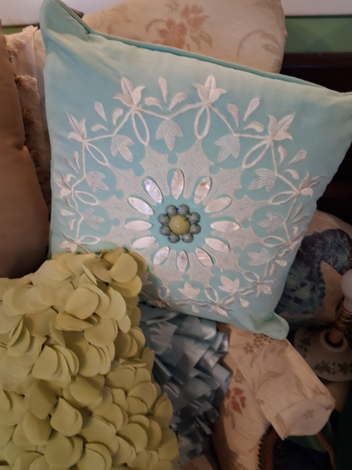Teal pearl pillow dsc
