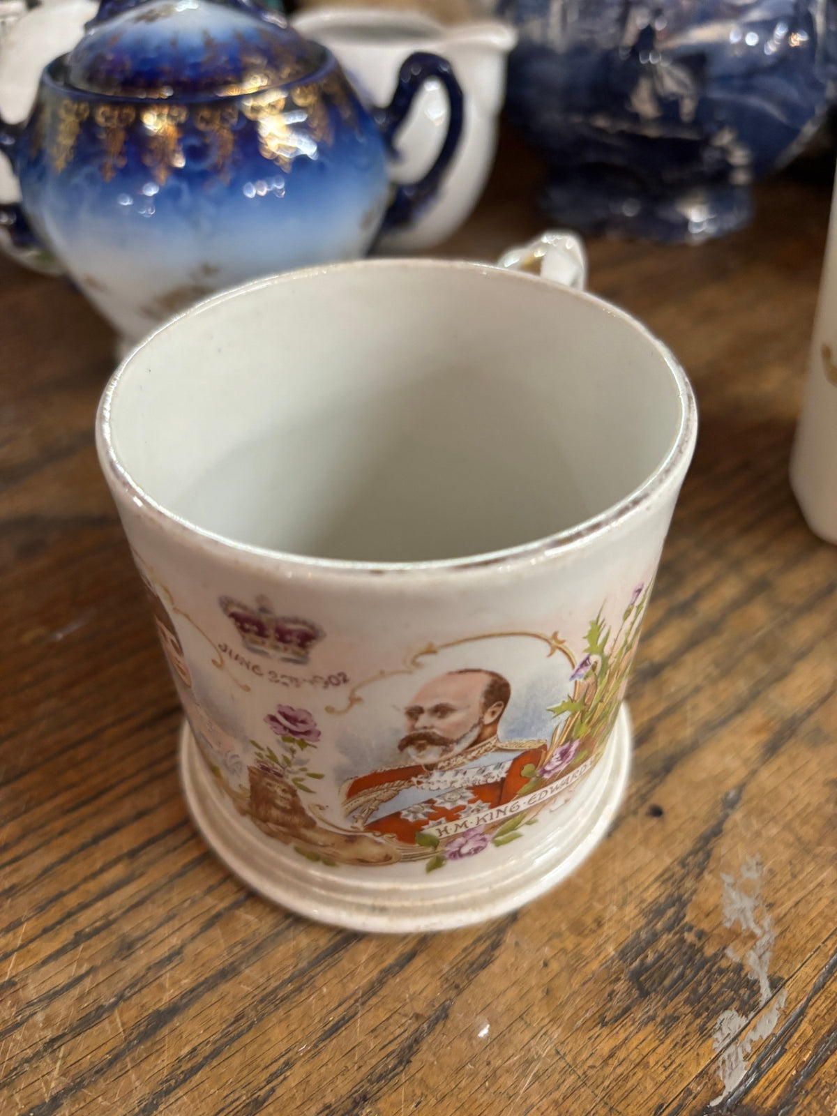 Antique 1902 King Edward VII Coronation Commemorative Porcelain Cup – British Royalty