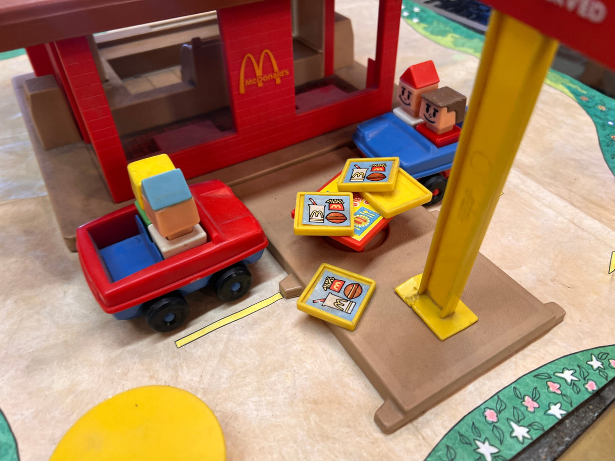 Vintage McDonald's Restaurant Playset with Golden Arches Sign, Vehicles & Accessories