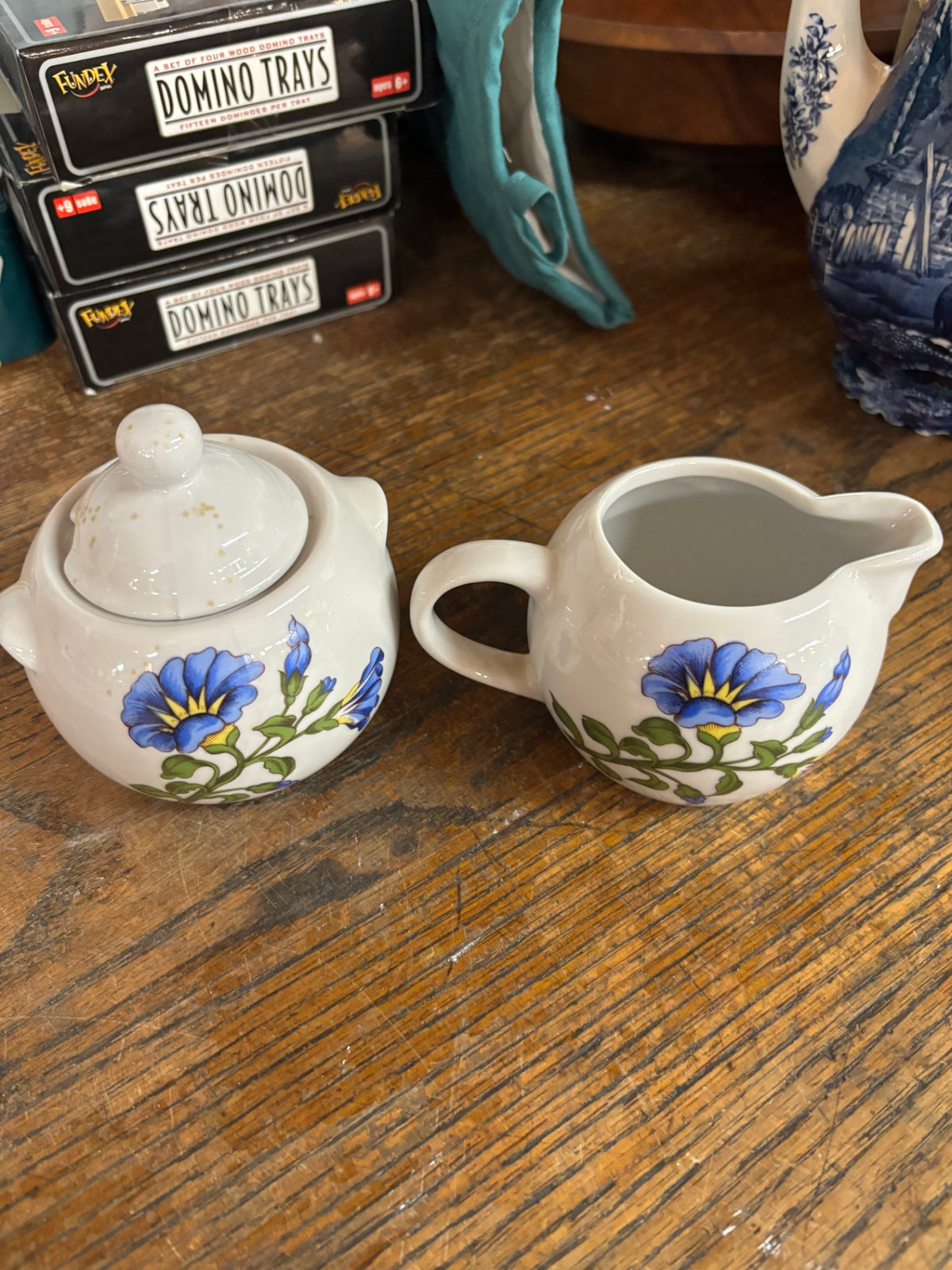 Vintage Porcelain Creamer and Matching Lidded Sugar Bowl
