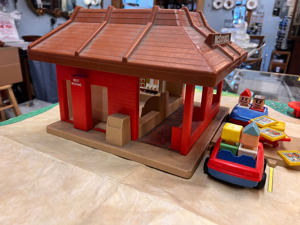 Vintage McDonald's Restaurant Playset with Golden Arches Sign, Vehicles & Accessories