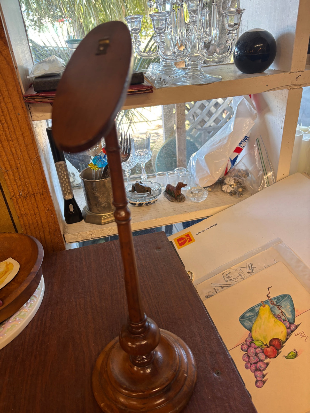 Vintage Turned Wood Adjustable Display Stand – Pedestal Jewelry or Hat Display