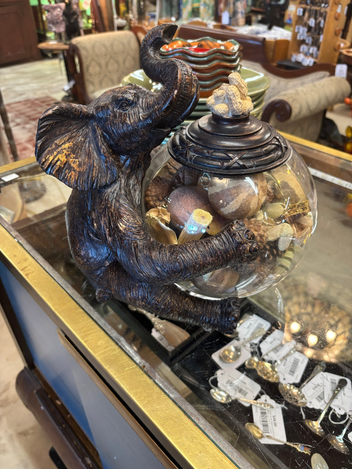 Elephant Glass Storage Jar