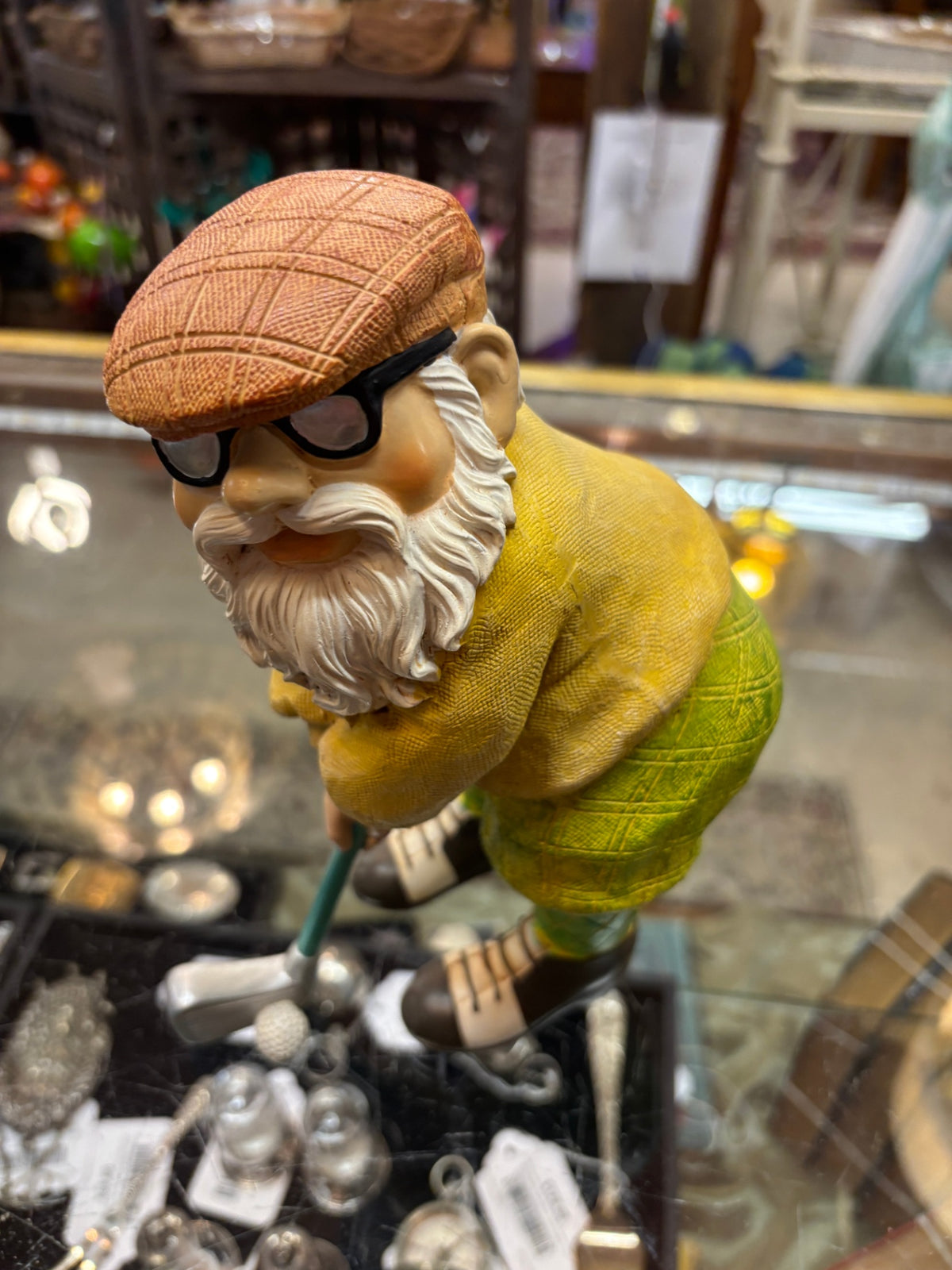 Resin Golf Gnome Sculpture Dwarf Art Statues Waterproof Home Garden Ornament