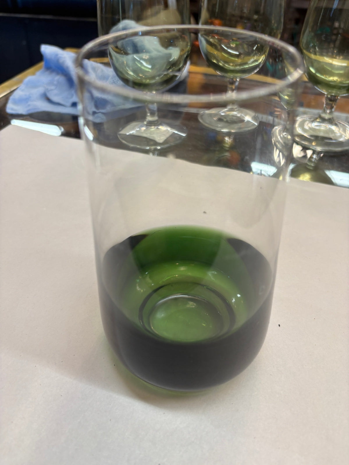 Pier 1 Elemental Green To Clear 20 Oz. Glass Tumbler 6”