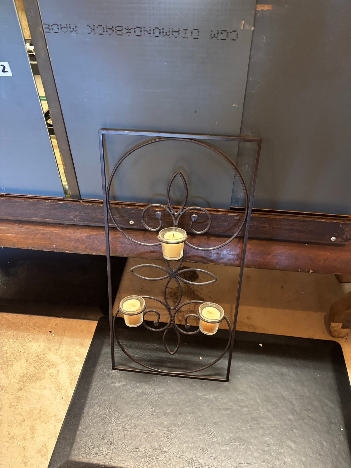 Rectangular Wrought Iron Wall Candle Sconce