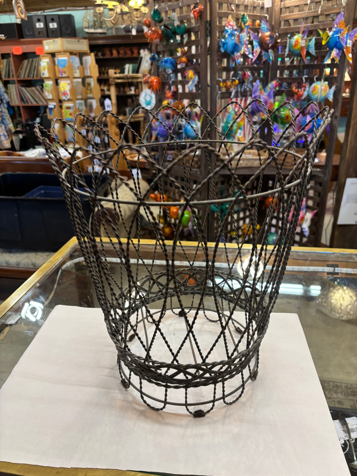 Vintage Twisted Wire Openwork Metal Basket