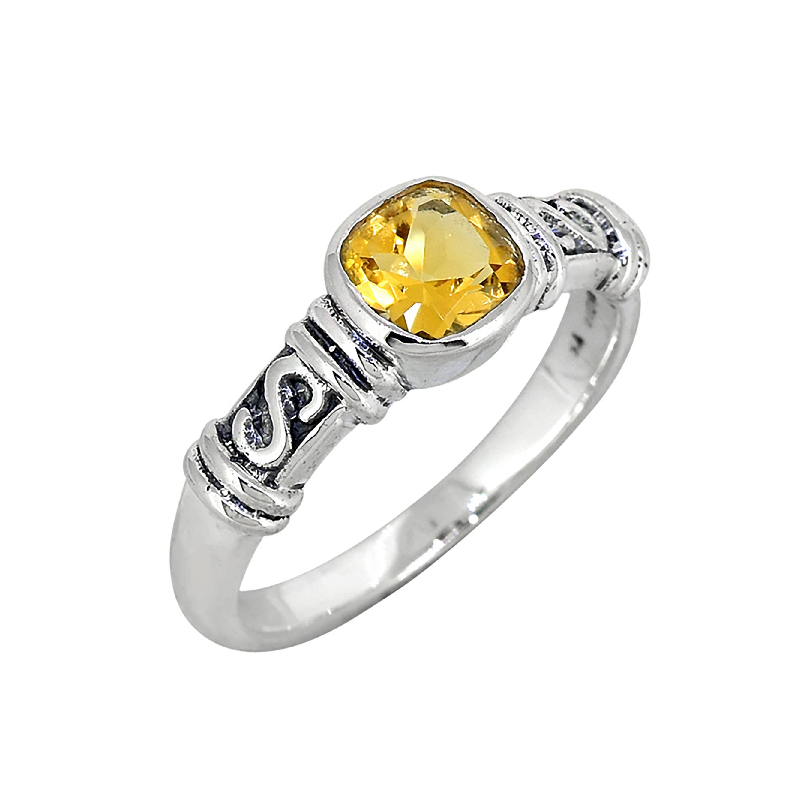 925 Silver Citrine Gemstone Solitaire Ring: 10