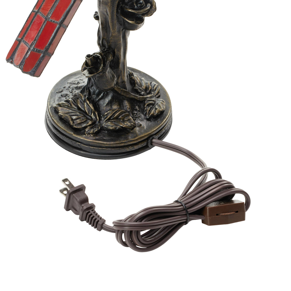 13.5" Skylar Cardinal Red Bird Stained Glass Accent Lamp