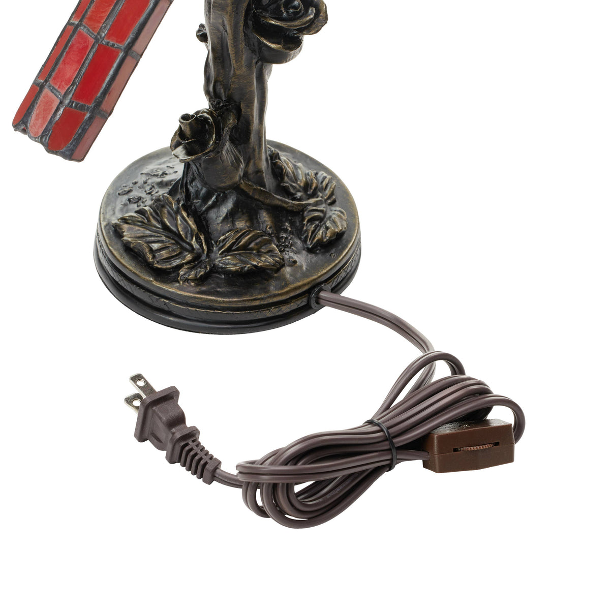 13.5" Skylar Cardinal Red Bird Stained Glass Accent Lamp