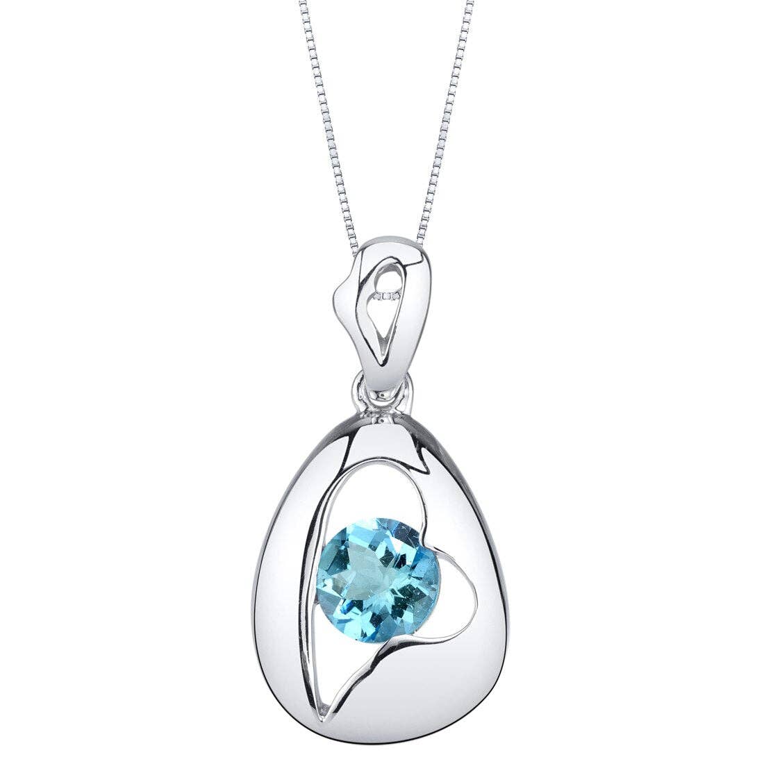 Swiss Blue Topaz Sterling Silver Pendant  1 Carat