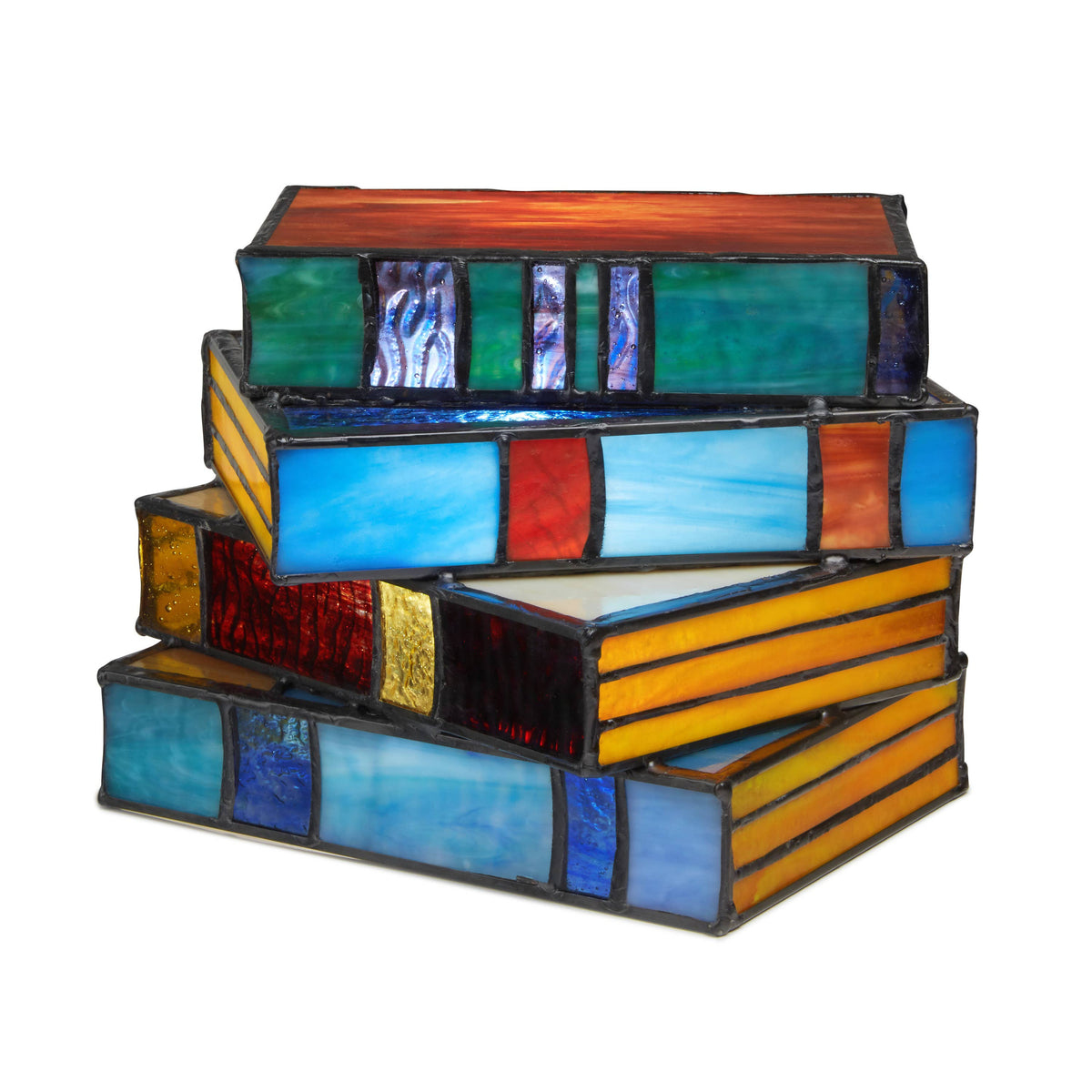 5.75" Stained Glass Stack of Books Whimsical Accent Lamp