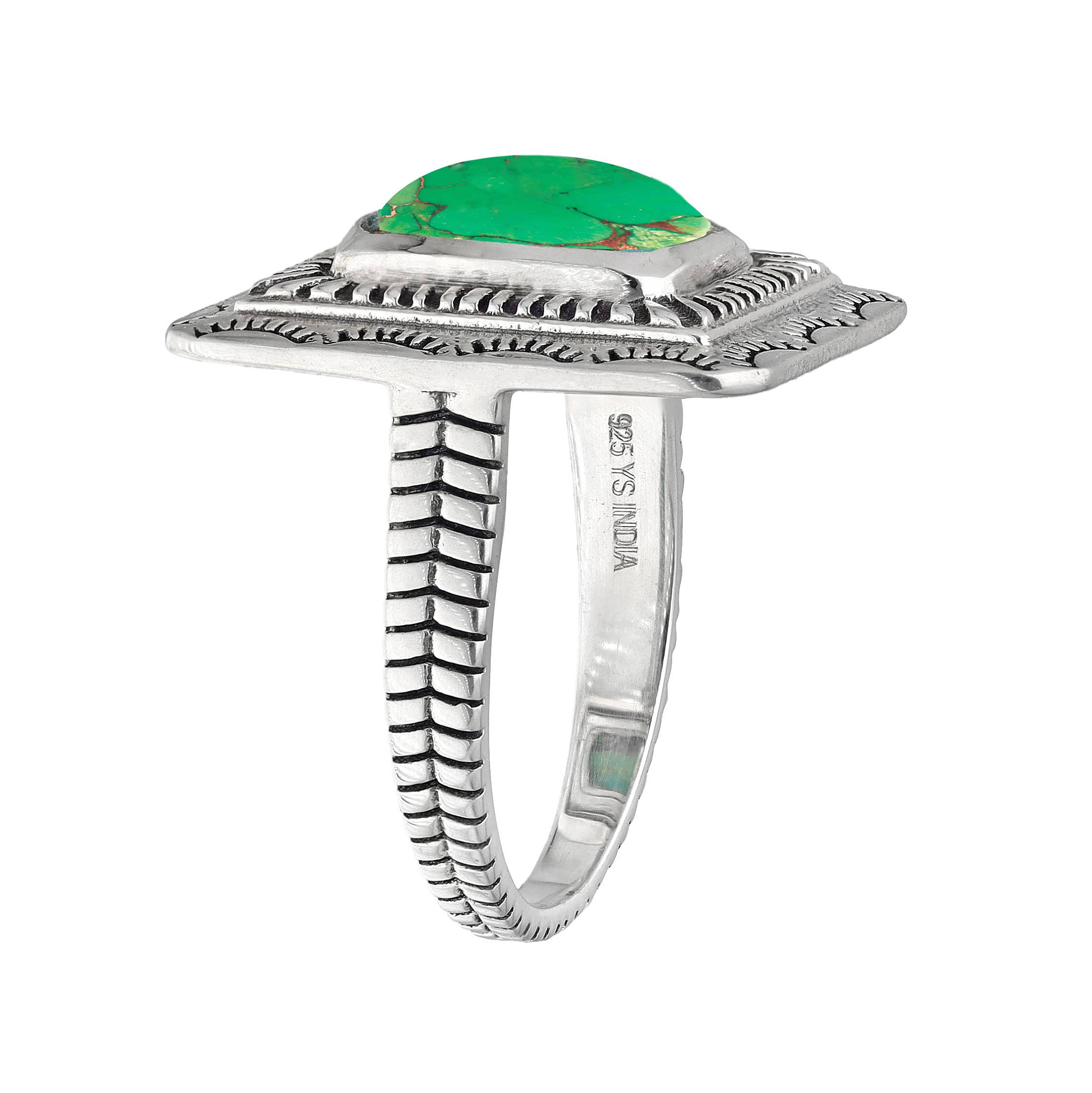 Green Mohave Turquoise 925 Sterling Silver Statement Ring: 10