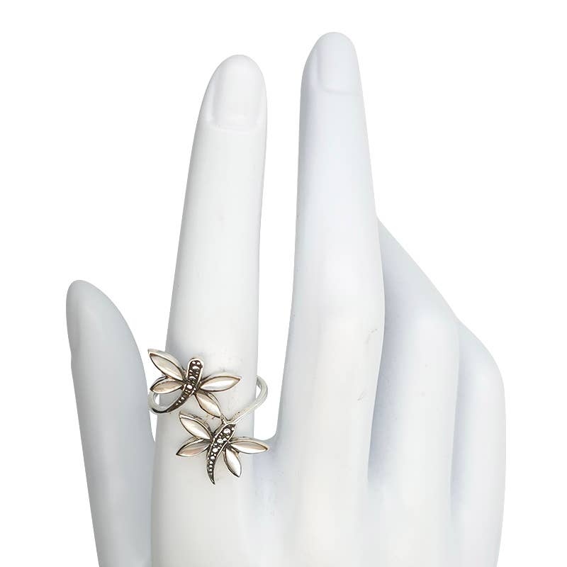 Dragonfly Sterling Silver Mother-of-Pearl Ring: 7