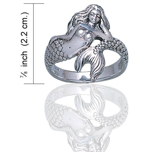 Sterling Silver Wrapped Sea Nymph Mermaid Ring: 8