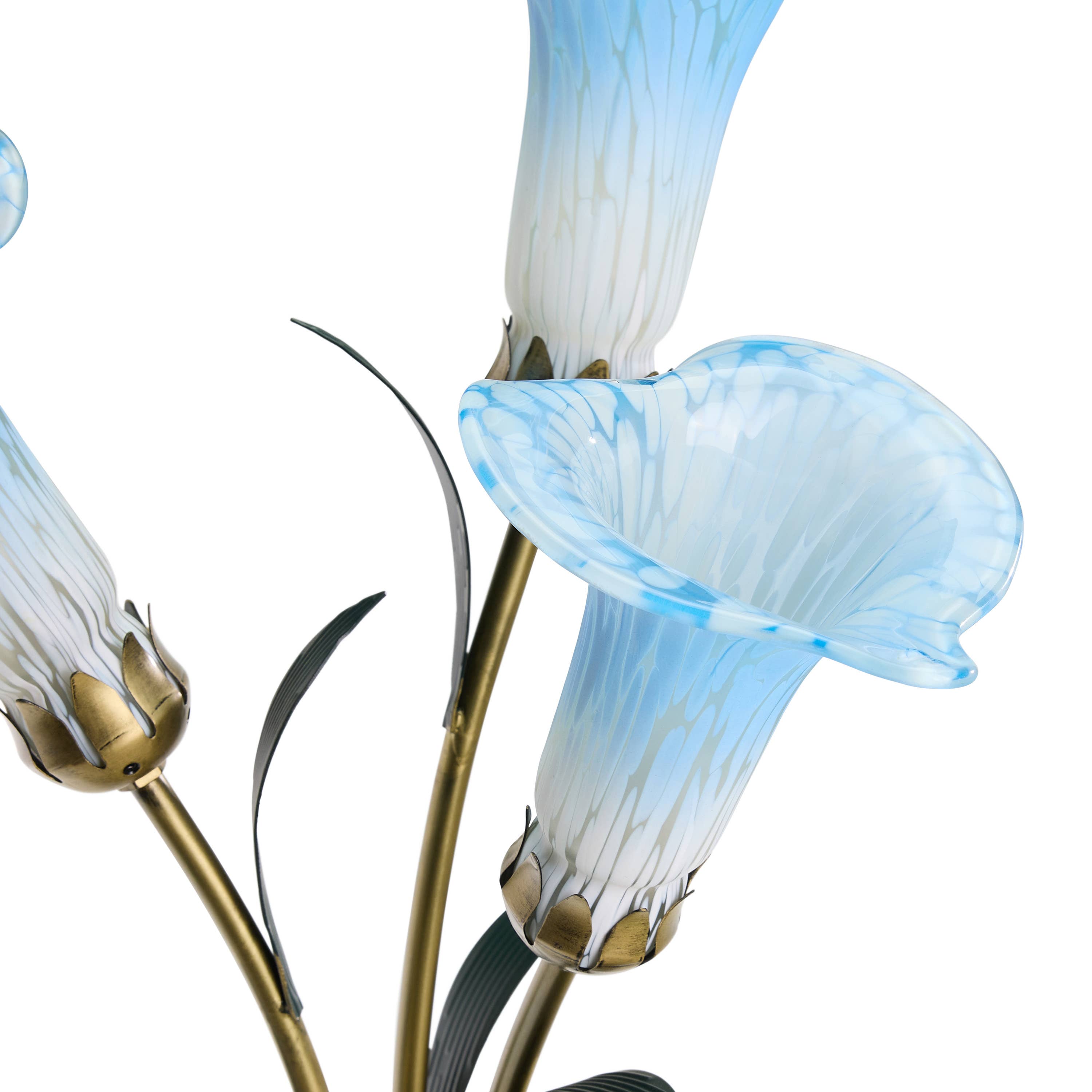 23.5"H Blue 3 Shade Handblown Glass Calla Lily Table Lamp