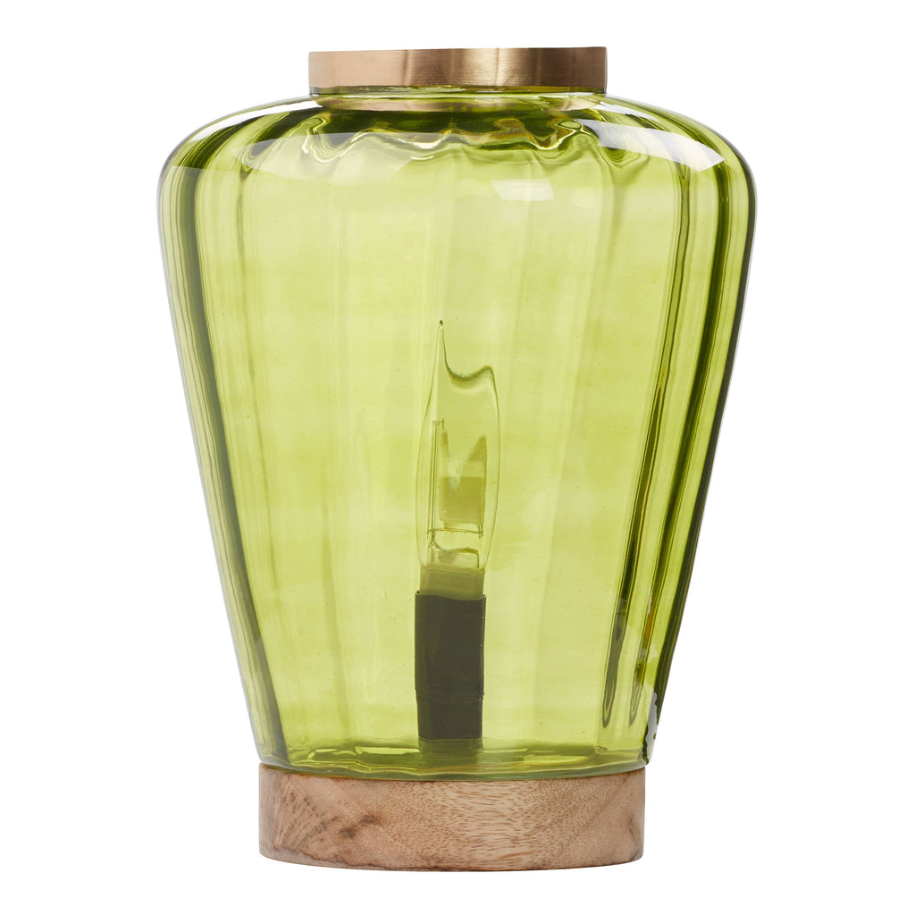 10.5" Chartreuse and Gold Glass Ginger Jar Accent Lamp
