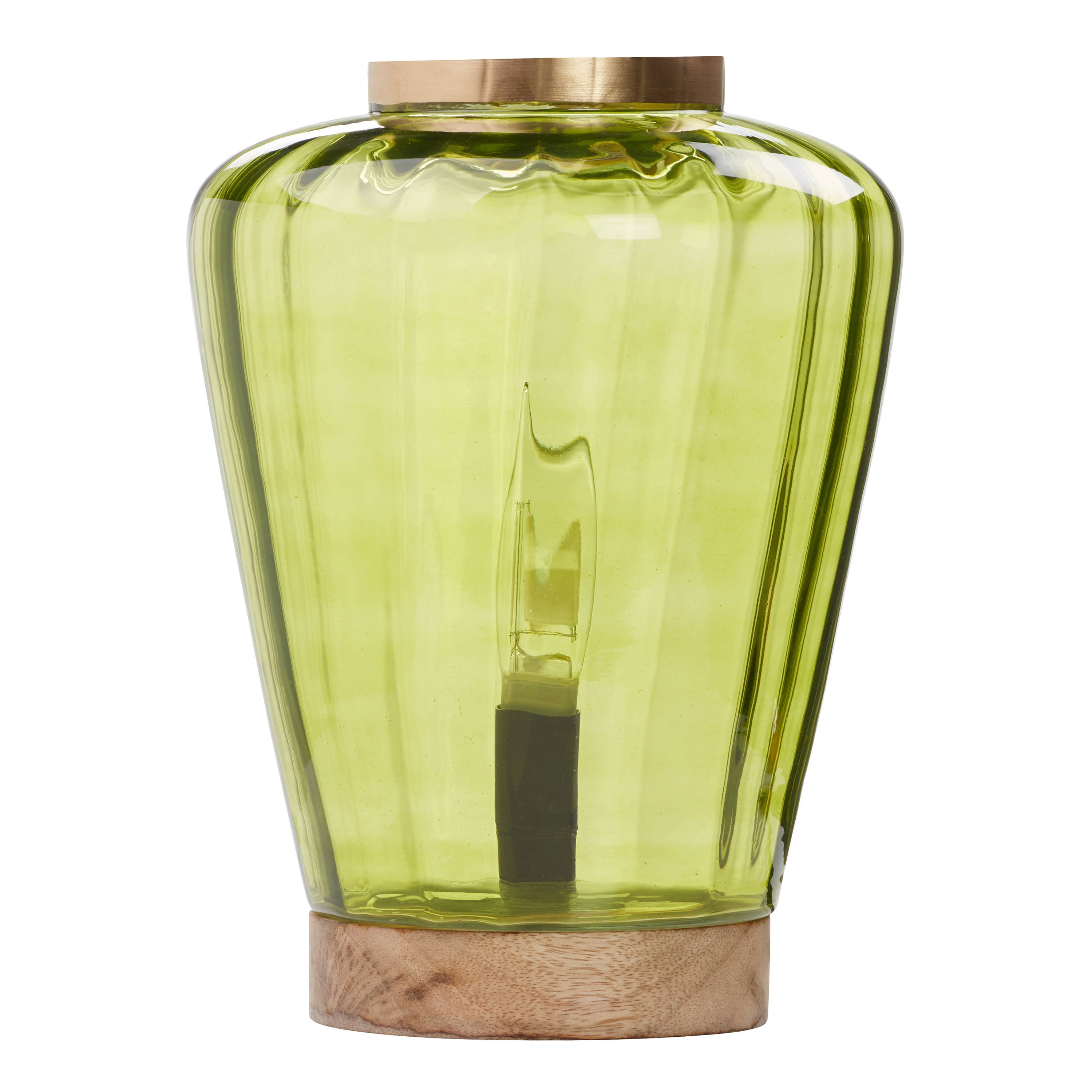 10.5" Chartreuse and Gold Glass Ginger Jar Accent Lamp