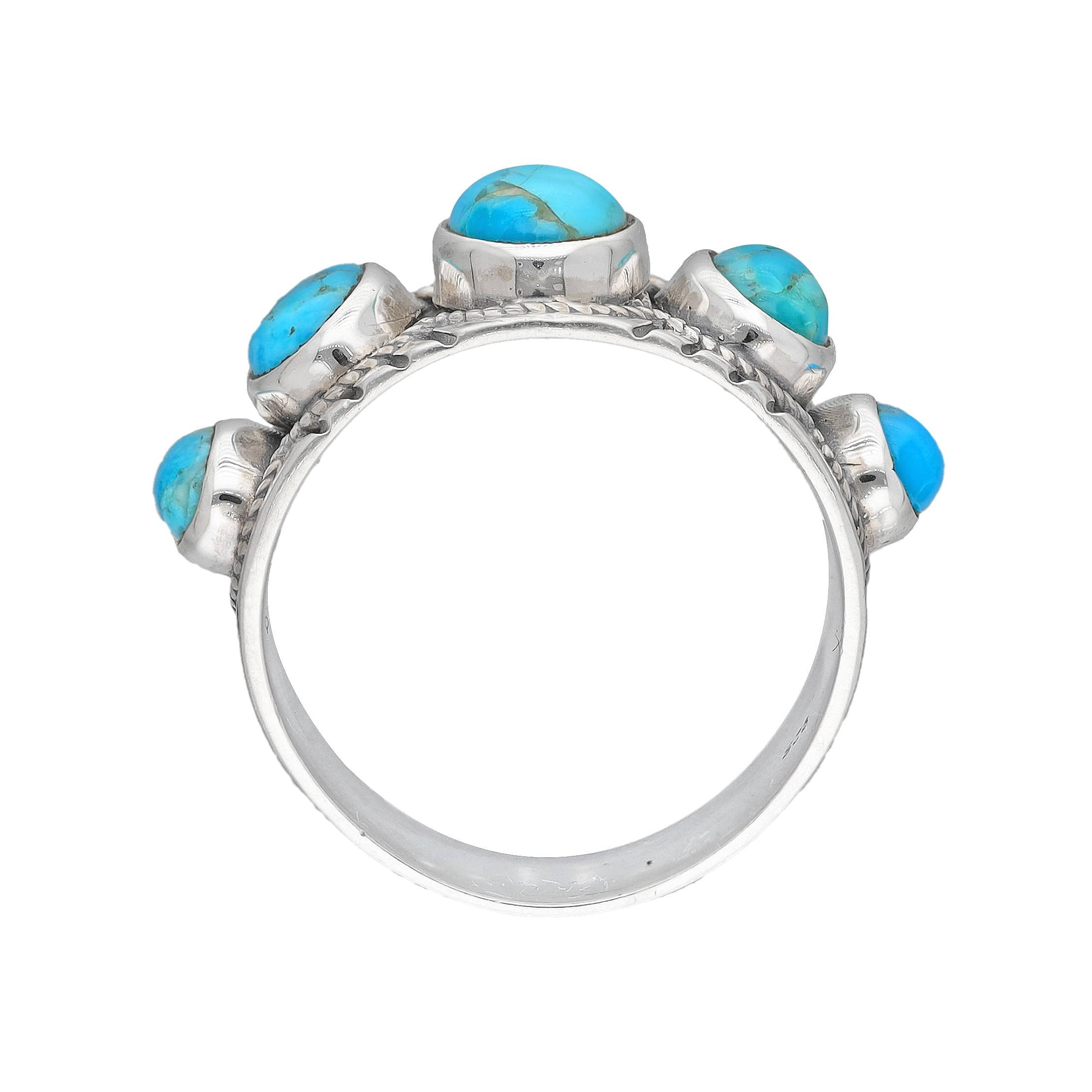 Blue Mohave Turquoise Sterling Silver Statement Rings: 7