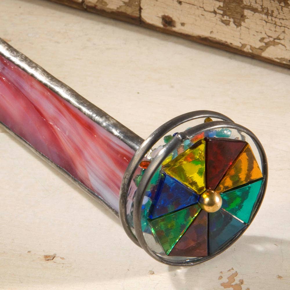 KAL 107 Red/White Opal Kaleidoscope - Double  Wheel