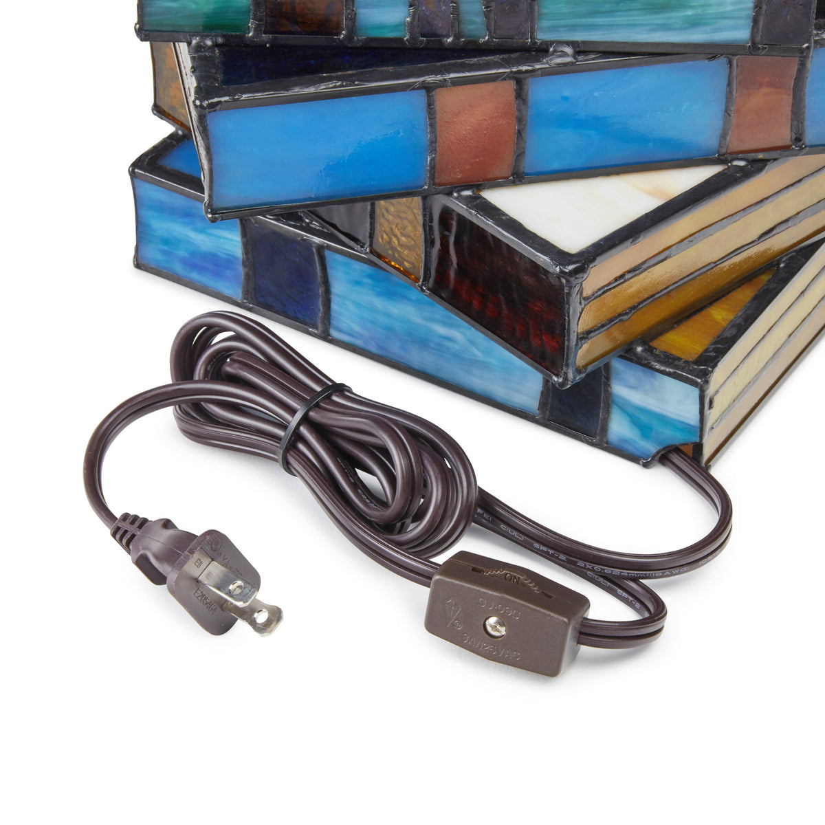 5.75" Stained Glass Stack of Books Whimsical Accent Lamp